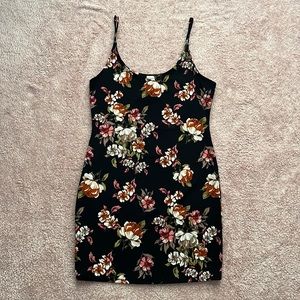 Black Floral Spaghetti Strap Dress